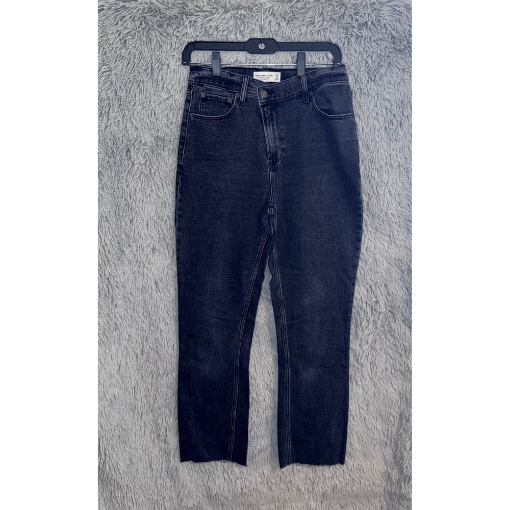 Abercrombie Fitch The 90s Slim Straight Ultra High Rise Jeans Black Wash Size 27